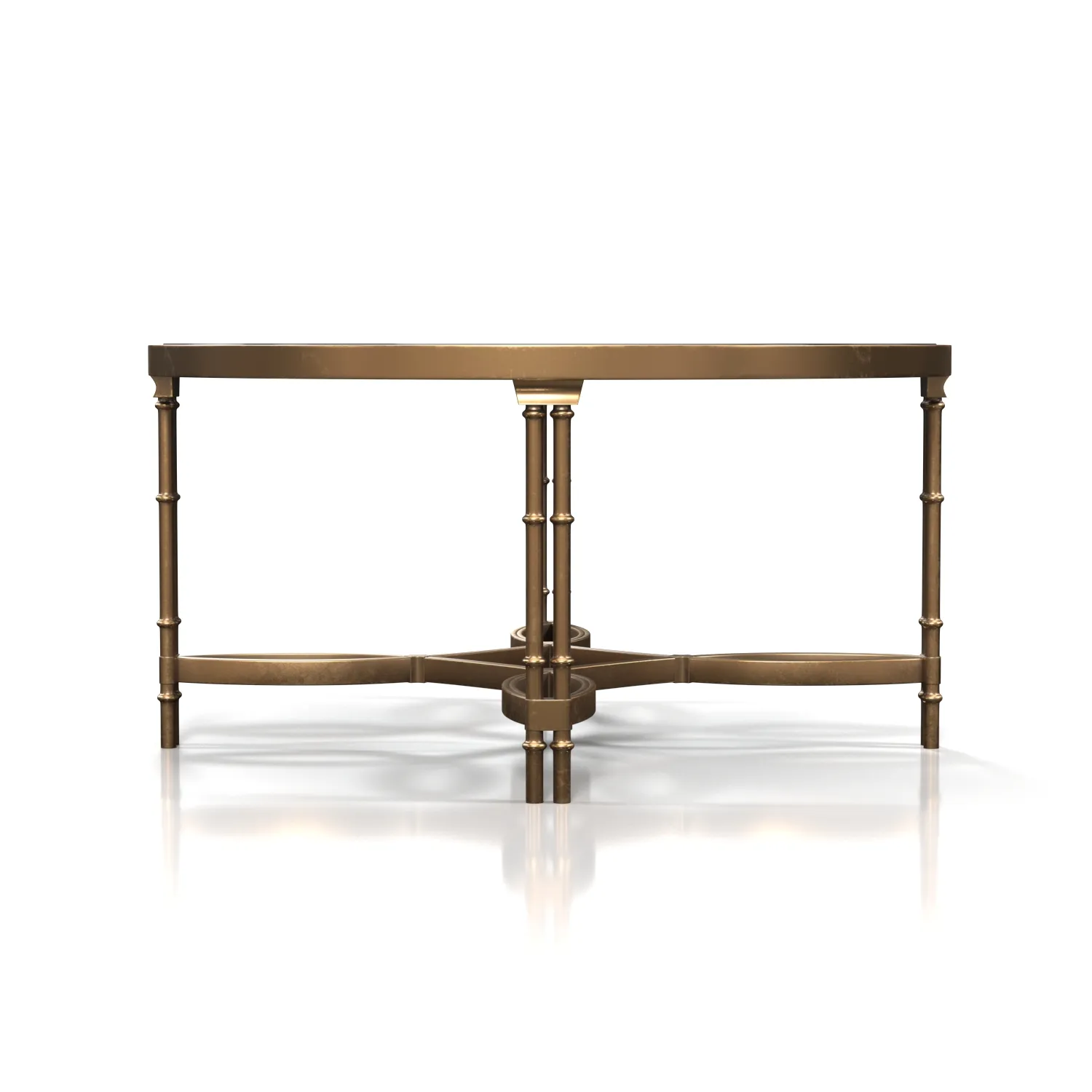 Handmade Decorative Rounded Coffee Table Gold Finish And Top Glass PBR 3D Model_03